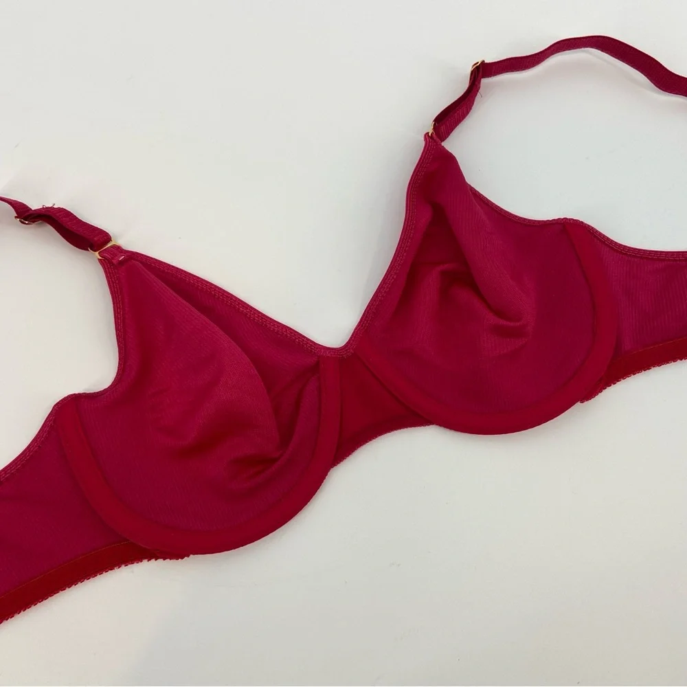 VTG Warner’s Body Beware Bra Red Ribbed Nylon Unlined Undewire Size 36B